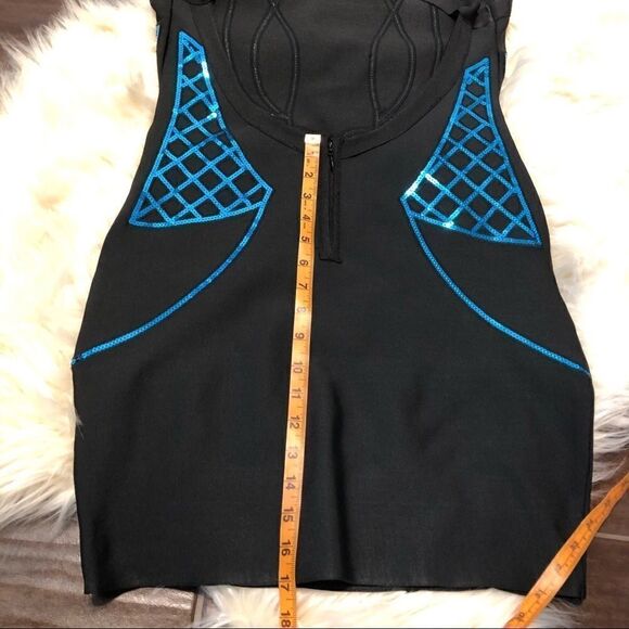 WOW couture bodycon bandage blk/turquoise sequins size lg - Picture 14 of 14